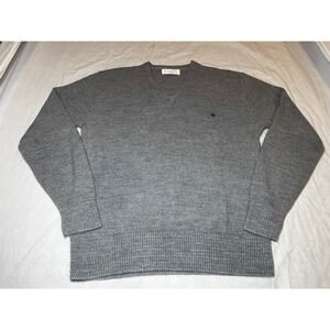 Christian Dior Monsieur V Neck Sweater XL Grey Acrylic Made in USA Monogram Logo